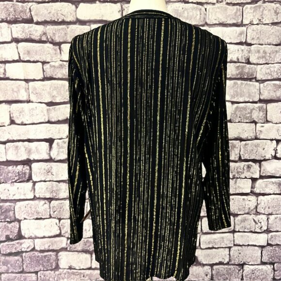 Carole Little NWT Black & Gold Long Sleeve Blouse Size 8P - Picture 6 of 9